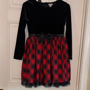 Cat & Jack Black Velvet and Red Checkered Dress